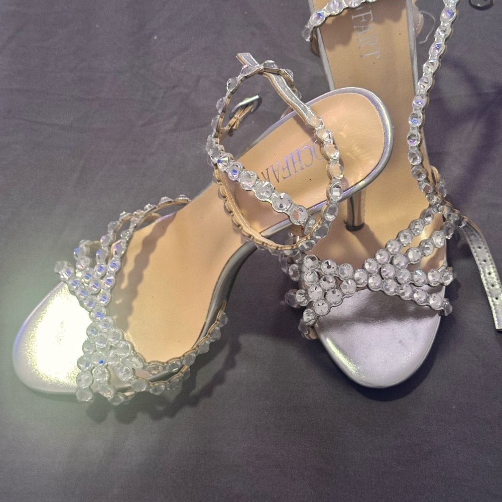 Elegant Silver Strappy Heels